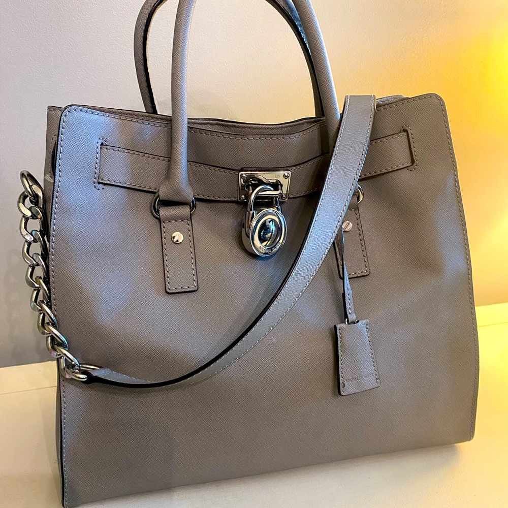 Michael Kore Hamilton Lock Tote - gray